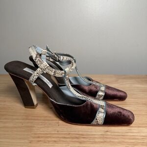 Olivia rose tal shoes womens 8 vintage snakeskin velvet mixed media heels